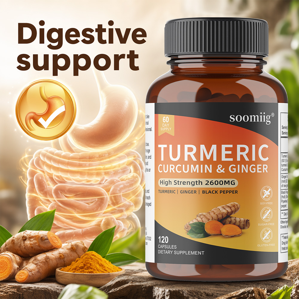 Turmeric Curcumin Capsule - كبسولات الكركم والزنجبيل والفلفل الأسود، مضادة