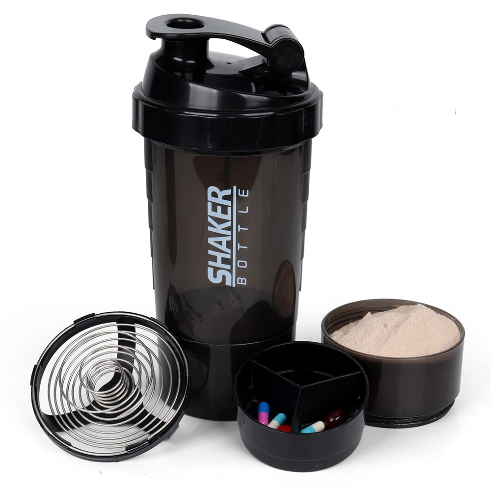 Protein Shaker Bottle - زجاجة تمارين لبناء الجسم 3 طبقات