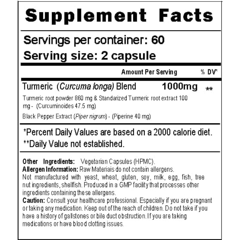 كبسولات الكركم 1000 ملغ تحتوي  - مراجعة Turmeric Curcumin Capsule وسعره