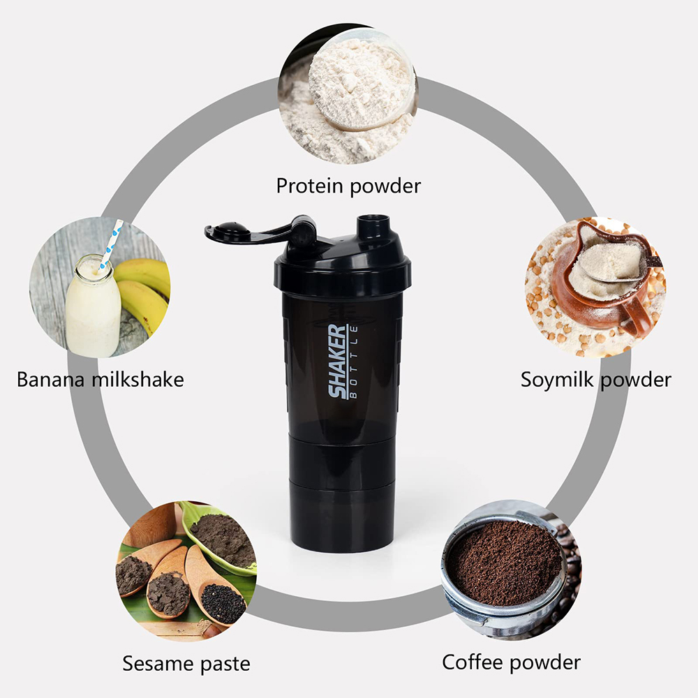 زجاجة تمارين لبناء الجسم 3 طبق - مراجعة Protein Shaker Bottle وسعره